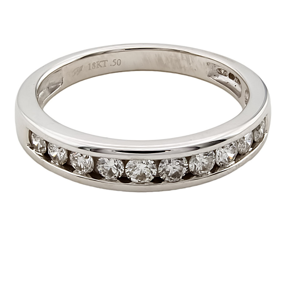 18ct White Gold Diamond 0.50cts Half Eternity Ring size N